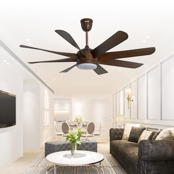 Qulik Helix UL 60"- Modern Decorative Silent ABS Blade Under light with Remote Ceiling Fan (DarK Wood) Q-6522-DW