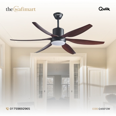 Qulik Silex 54"- Modern Decorative Silent ABS Blade Under light with Remote Ceiling Fan (Dark Wood Grain) Q-6507-DW_img_1