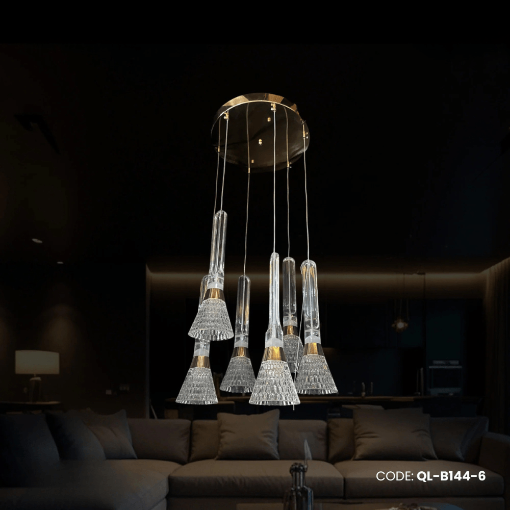 Qulik Modern Crystal Cascade Chandelier With Hanging Lights (QL-B144-6)