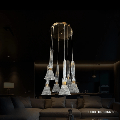 Qulik Modern Crystal Cascade Chandelier With Hanging Lights (QL-B144-6)_img_0