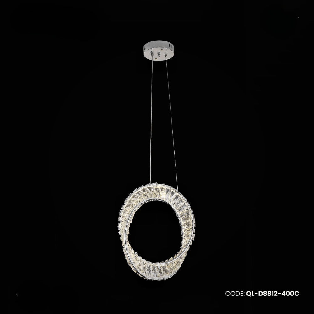 Qulik twisted circular ring Luxury LED Crystal Chandelier Pendant Light (QL-D8812-400C)