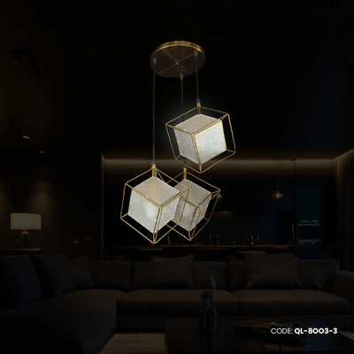 Qulik Modern Luminous Cubix Gold Hanging Lights (QL-8OO3-3)_img_0