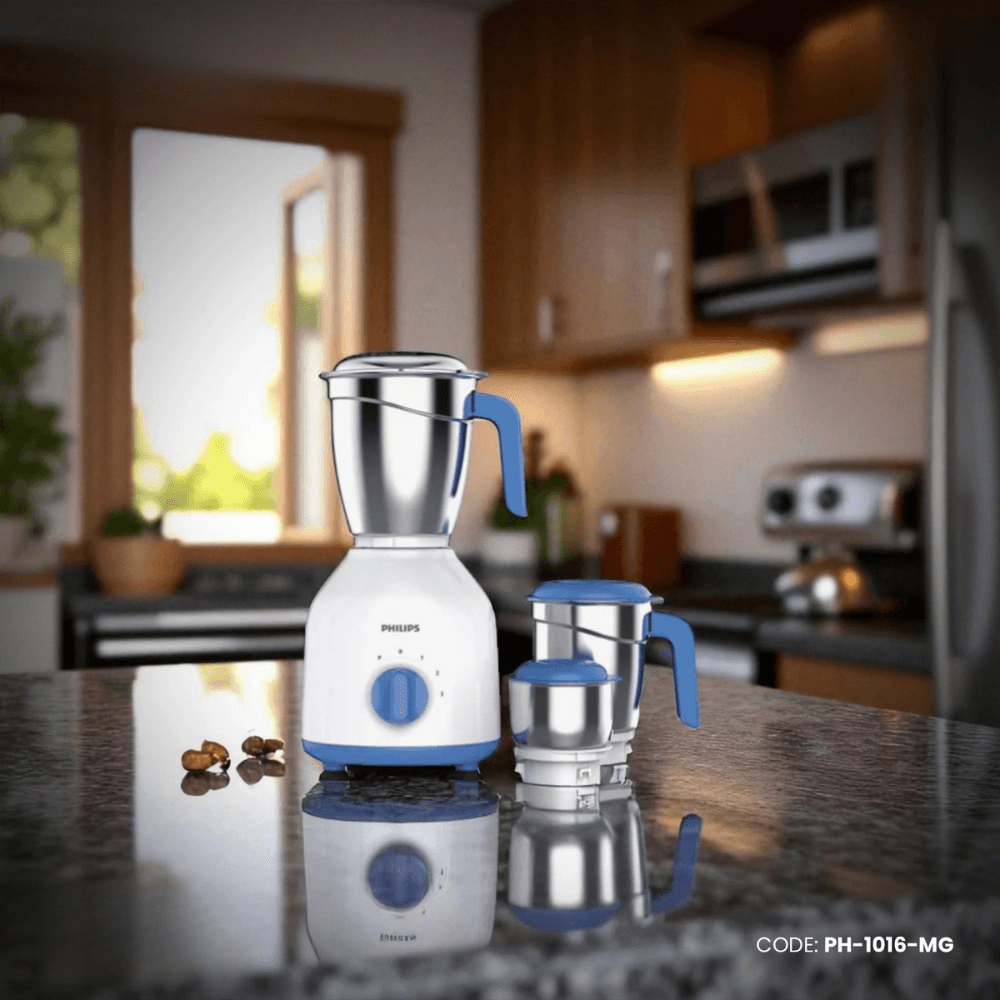PHILIPS Mixer Grinder with 3 Jars, 600 Watt - HL7555/00 (Celestial Blue/ Bright white) PH-1016-MG