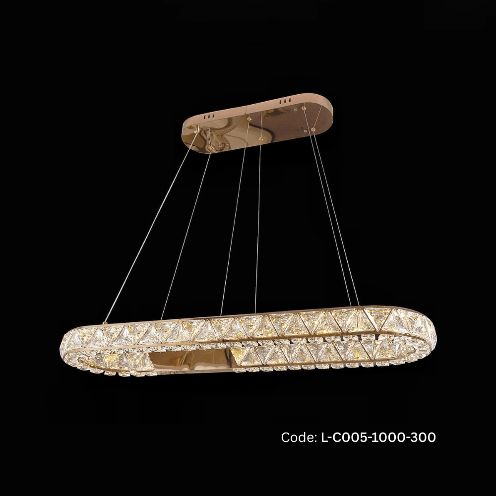 Qulik Rectangular Loop Luxury LED Crystal Chandelier Pendant Light (QL-C005-1000-300)