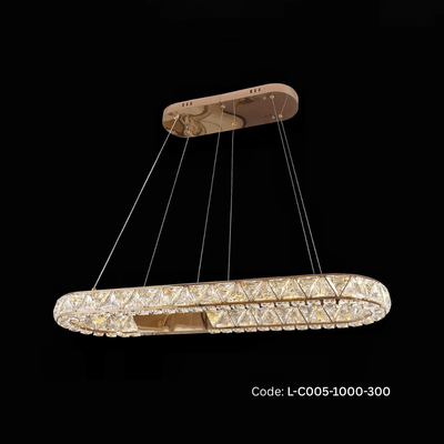 Qulik Rectangular Loop Luxury LED Crystal Chandelier Pendant Light (QL-C005-1000-300)_img_0