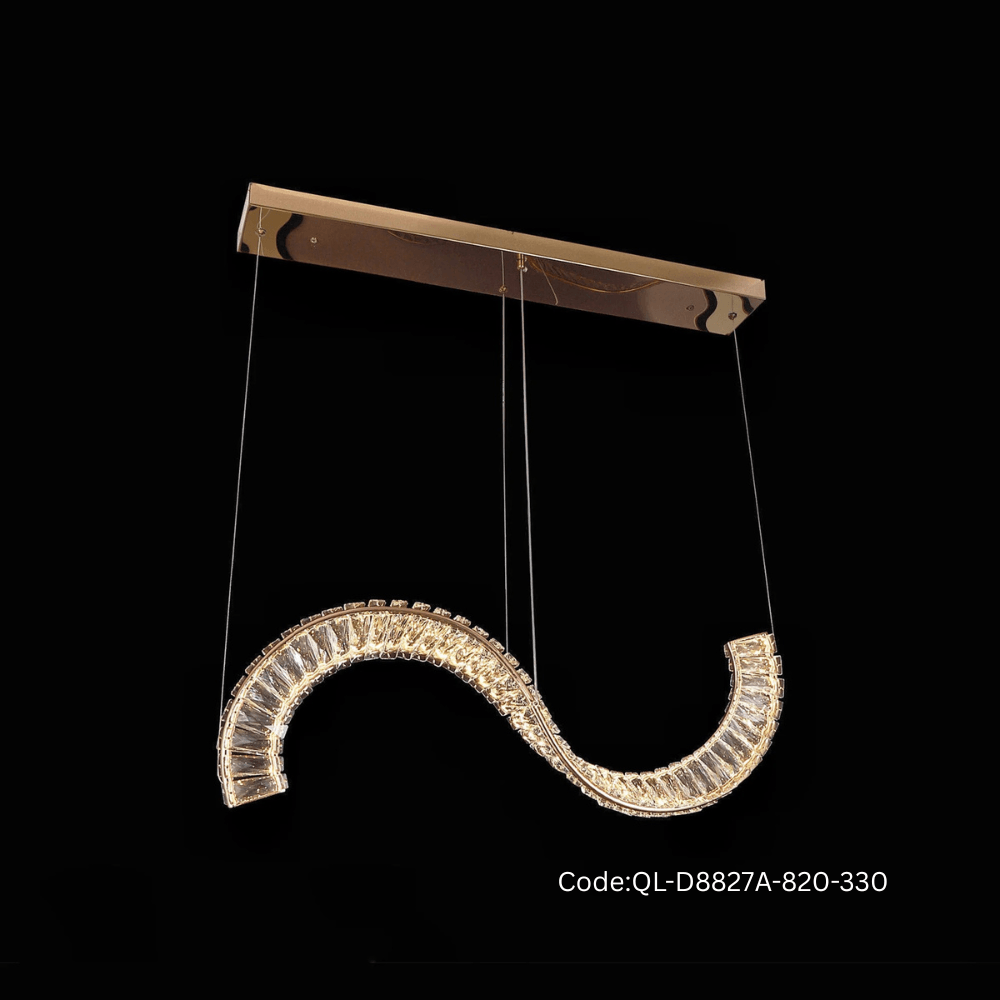 Qulik Crescent Wave Luxury LED Crystal Chandelier hanging Light (QL-D8827A-820-330)