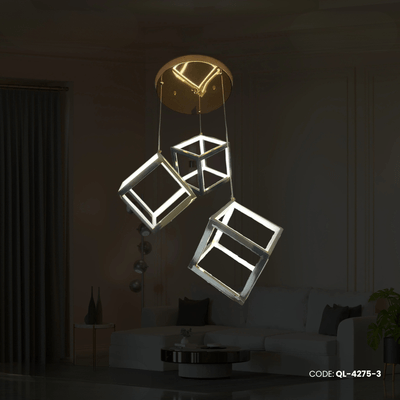 Qulik Modern Chandelier Decorative Hanging Modern 3 Cube LED Ceiling Light (QL-4275-3)_img_0