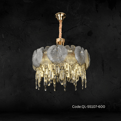 Qulik Modern Luxury Chandelier with Clear Crystal Shades and Adjustable Hanging Length (QL-55107-600)_img_0