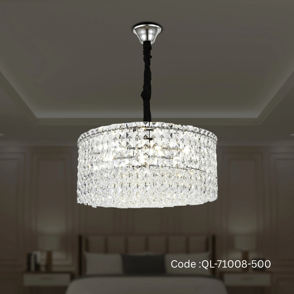 Qulik Modern Contemporary Silver Crystal Chandelier Ceiling Light (QL-71008-500)