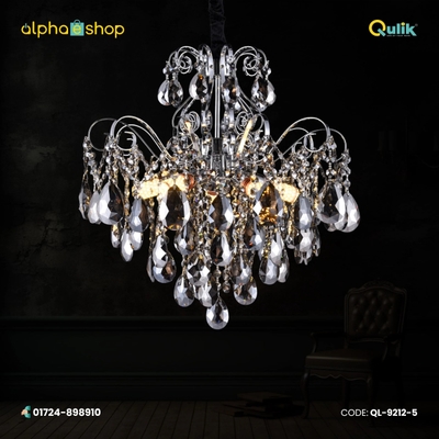 Qulik 5 Light Ceiling Pendant in Polished Chrome with Crystal Decoration (QL-9212-5)_img_0