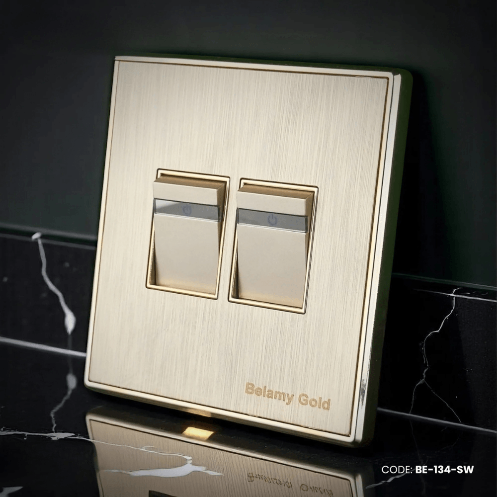 Belamy Golden 2 Gang 1 Way Switch| BE-134-SW   5 sold in last 15 hours