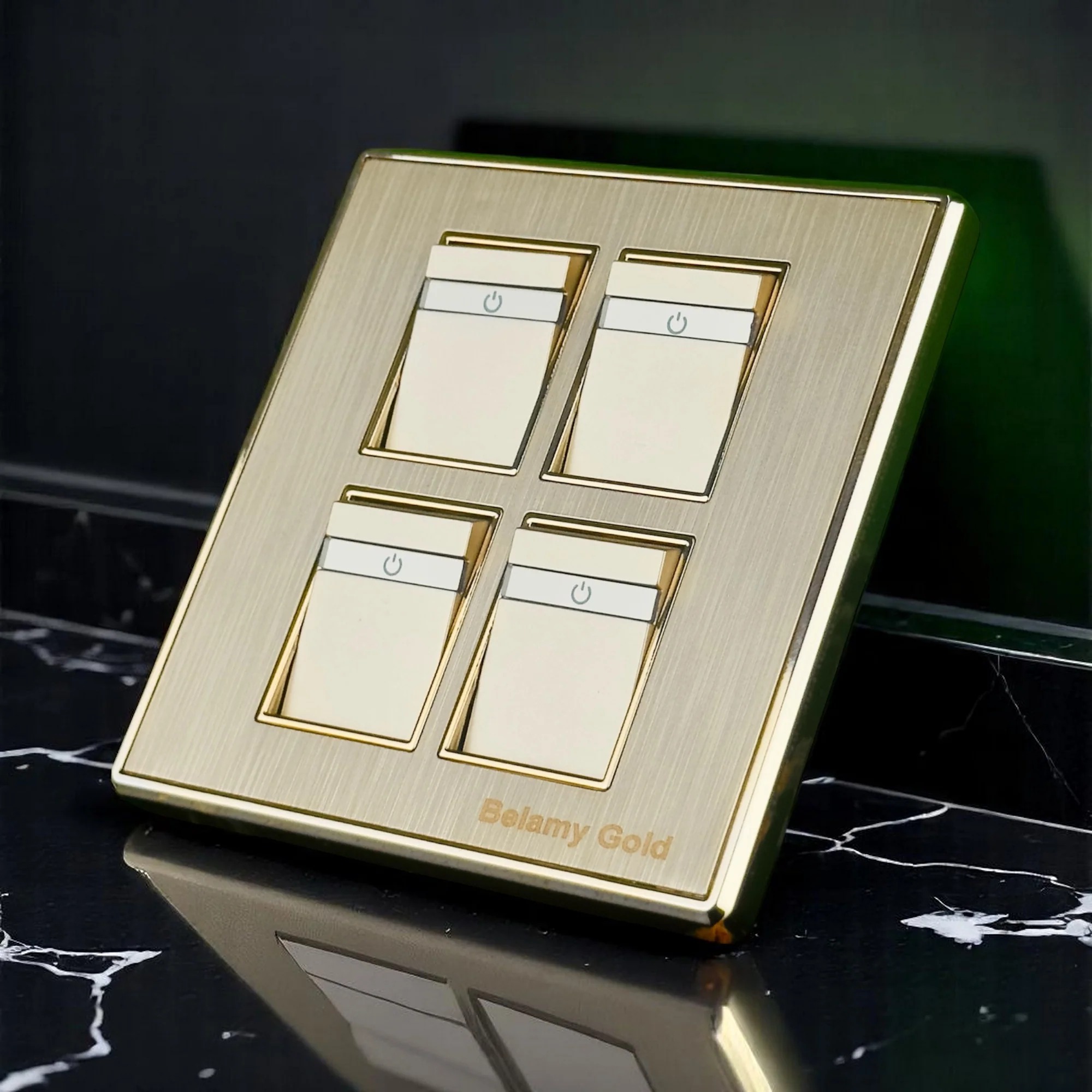 Belamy Golden 4 Gang 1 Way Switch| BE-136-SW