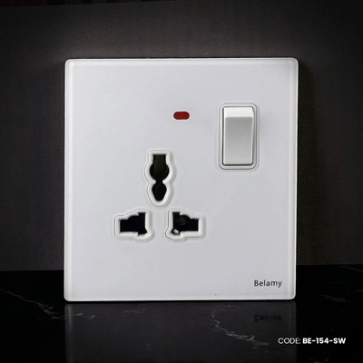 Belamy White 3-PIN With Switch Socket | BE-154-SW_img_0