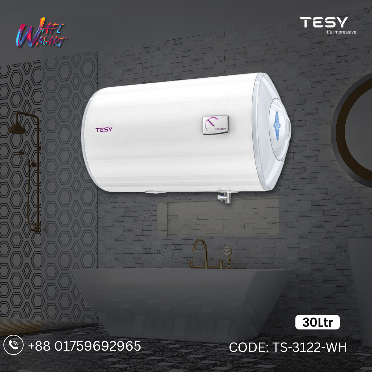 Tesy Belite 30Ltr Water Heater(White) TS-3122-WH