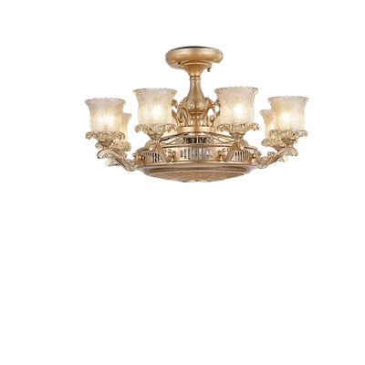 Qulik 48 Inch Modern Chandelier Retractable Invisible Blade Silent 3 Color Change LED Remote Ceiling Fan (Golden) Q-9074-8_img_3