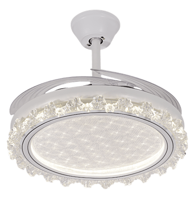 Qulik 48" Modren Chandelier Retractable Invisible Blade Silent 3 Color Change LED Remote Ceiling Fan (Golden) | Q-K6359_img_1