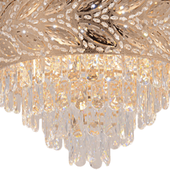 Qulik 48" Crystal Chandelier Retractable Invisible Blade Silent 3 Color Change LED Remote Ceiling Fan (Golden) | Q-K6351_img_1