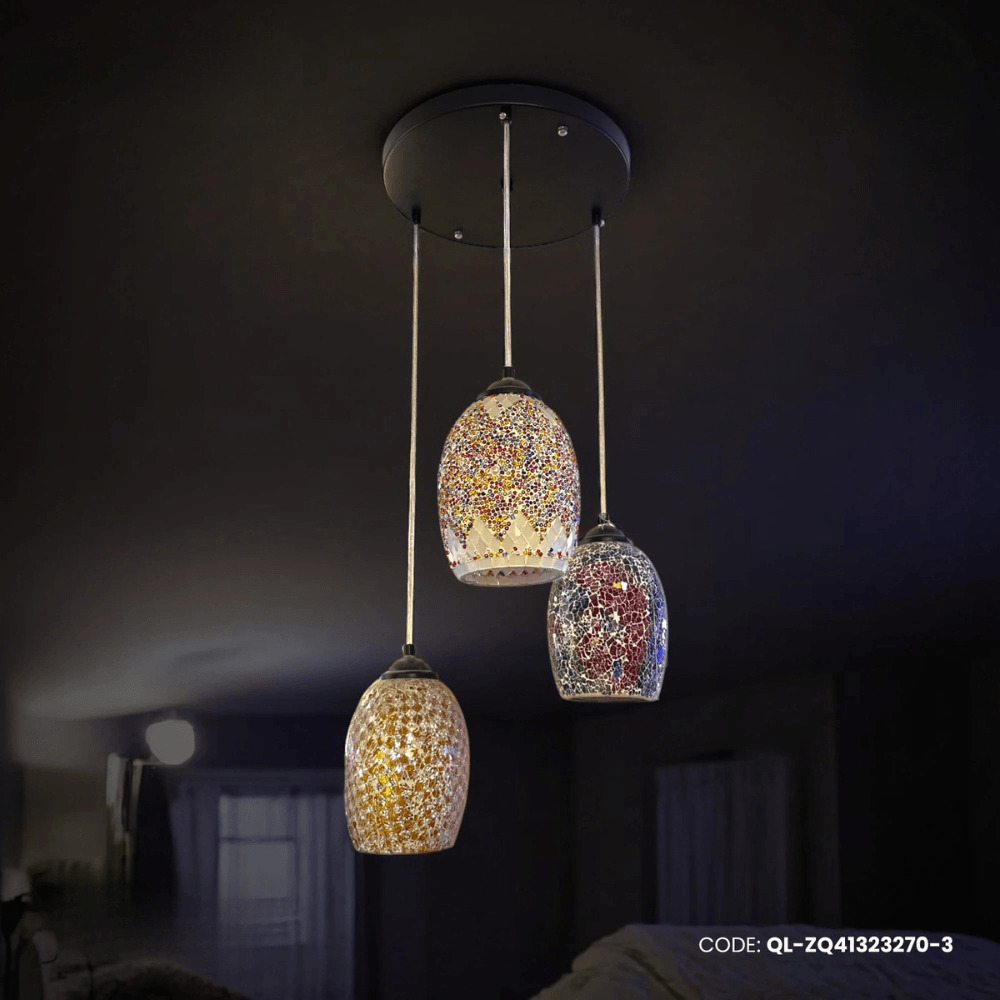 Qulik Turkish MosaicGlow Trio 3 Color Hanging Lights