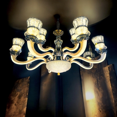 Qulik Modern Nordic Candle Crystal Chandelier Pendant Hanging 3 color LED Ceiling Light (QL-01-8-4)_img_0