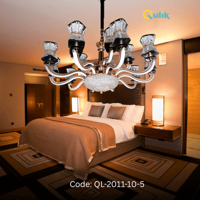 Qulik Modern Nordic Candle Crystal Chandelier Pendant Hanging 3 color LED Ceiling Light (QL-2011-10-5)_img_0