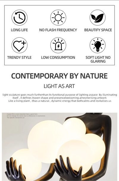 Creative Abstract Figure Sculpture Floor Lamp Long Arm LED Light for Hotel Exhibition Halls  (JY005)_img_3