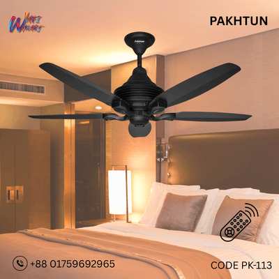 Pakhtun Penta 5- 56 inch BLDC Inverter Remote Control Ceiling Fan ( Black) | PK-113_img_0