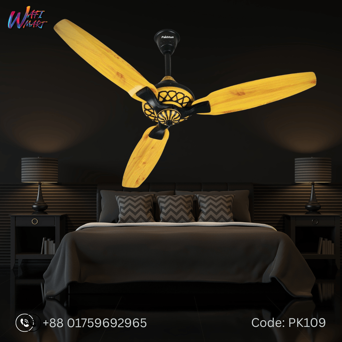 Pakhtun Pasha Premium - 52 inch BLDC Inverter Ceiling Fan (Light Wood) | PK-109