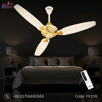 Pakhtun Pasha 52-inch BLDC Inverter Remote control Ceiling Fan (Offwhite/Golden) | PK-108_img_0