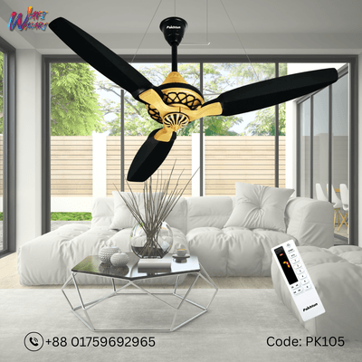 Pakhtun Pasha 52-inch BLDC Inverter Ceiling Fan (Black/Golden) | PK-105_img_0