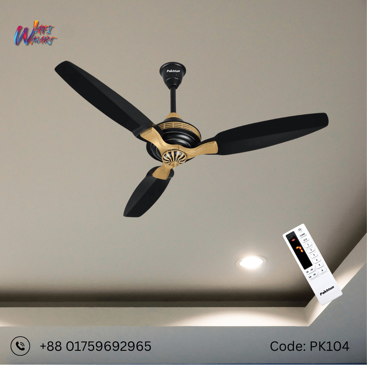 Pakhtun Sultan 52-inch BLDC Inverter Ceiling Fan (Black Beige) | PK-104