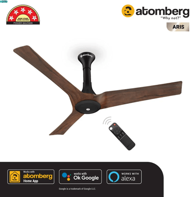 Atomberg Aris 48" BLDC Smart IoT Ceiling Fan (Dark Teakwood, Silent, Energy Efficient, Remote Control)_img_1