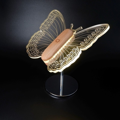 Modern Light Luxury Butterfly Lamp Cordless Touch Sensor Wood and Acrylic Butterfly Lights (CROSS BORDER)_img_2