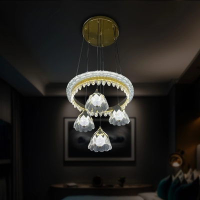 Qulik Petal-Shaped Crystal Hanging LED Chandelier(QL-789)_img_0