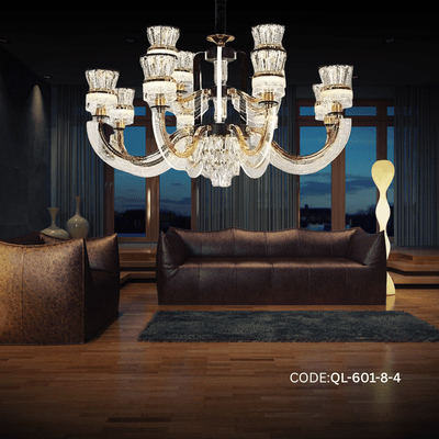 Qulik Modern Nordic Crystal Chandelier Decoration Pendant Hanging two layer 3 color LED Ceiling Light (QL-601-8-4)_img_0