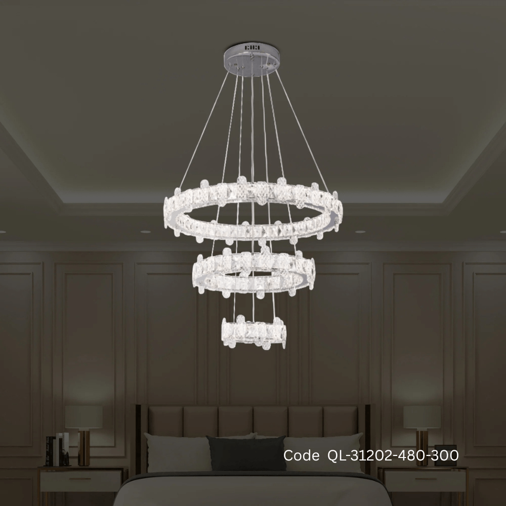 Qulik Modern Chandelier Decorative 3-Layer Ring LED Ceiling Light (QL-31202-480-300)