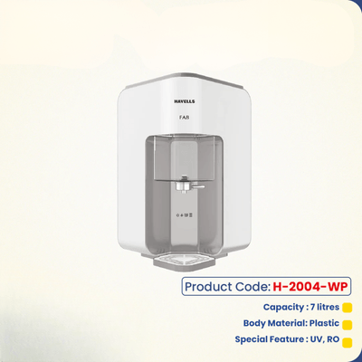 Havells FAB 7 Litre Absoulety Safe RO + UV Water Purifer with 7 Stages, Patented Corner/Wall mounting (Grey and White) H-2004-WP_img_0