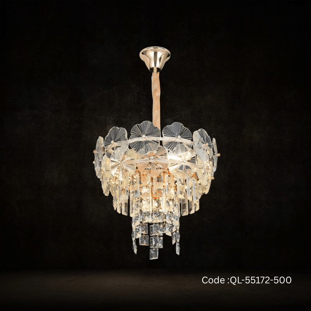 Qulik Modern Crystal Chandelier Decoration Pendant Hanging 3 layer 3 color LED Ceiling Light (QL-55172-500)