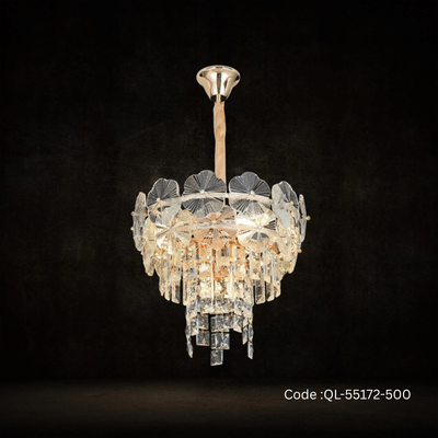 Qulik Modern Crystal Chandelier Decoration Pendant Hanging 3 layer 3 color LED Ceiling Light (QL-55172-500)_img_0