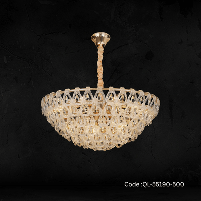 Qulik Modern Crystal Chandelier Decorative Pendant Hanging 3 color LED Ceiling Light (QL-55190-500)_img_0