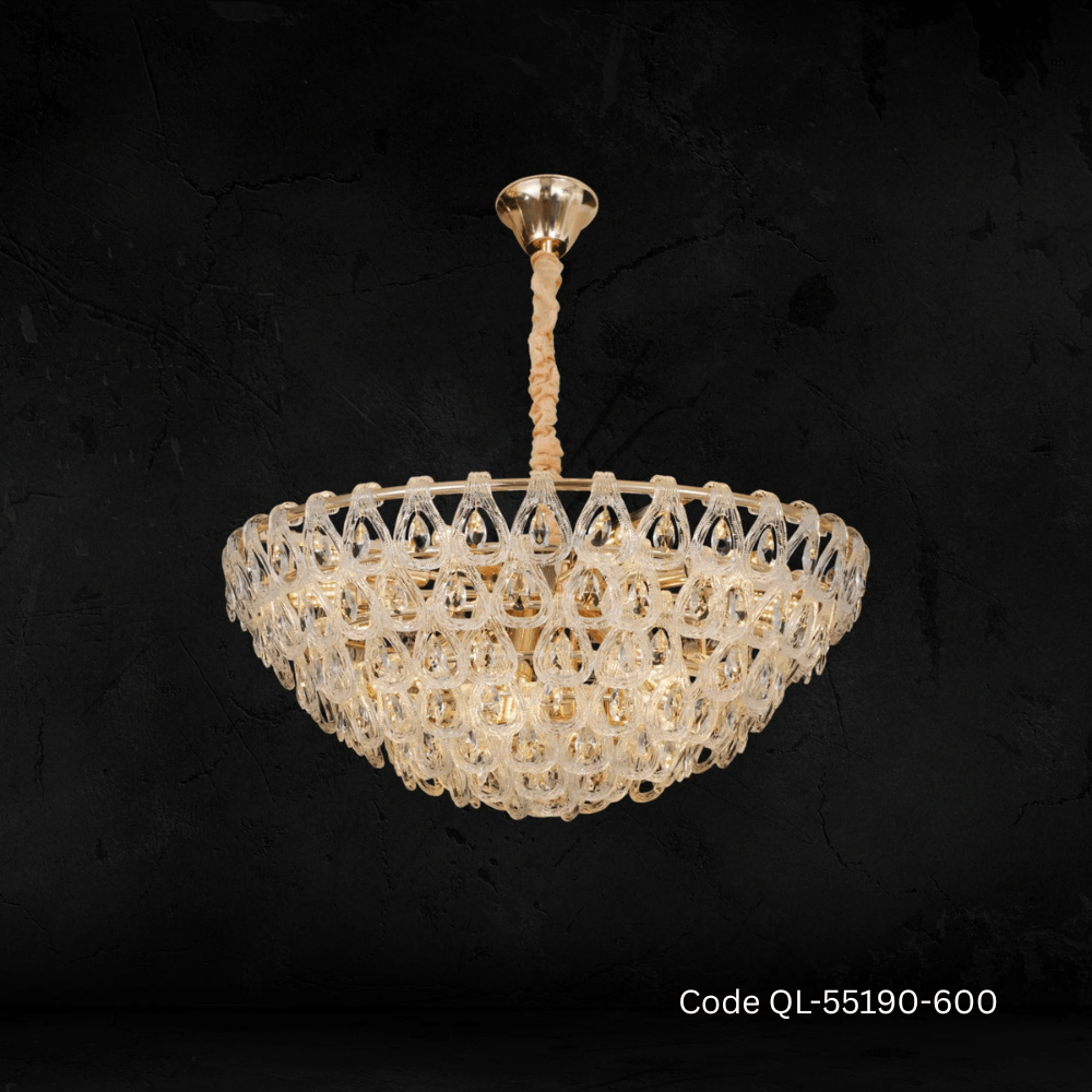 Qulik Modern Crystal Chandelier Decorative Pendant Hanging Six layer 3 color LED Ceiling Light (QL-55190-600)