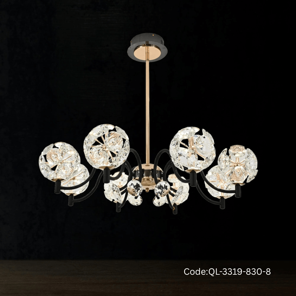 Qulik Modern Crystal Chandelier 8 Circle-shaped Hanging LED Ceiling Light (QL-3319-830-8)