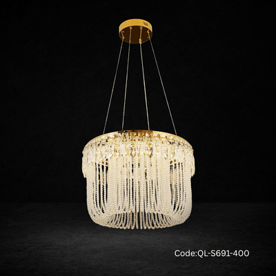 Qulik Modern Crystal Chandelier Decorative Pendant Hanging single layer 3 color LED Ceiling Light (QL-S691-400)_img_0