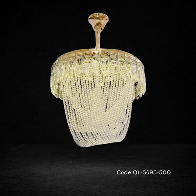 Qulik Modern Crystal Chandelier Decorative Pendant Hanging single layer 3 color LED Ceiling Light (QL-S695-500)_img_0