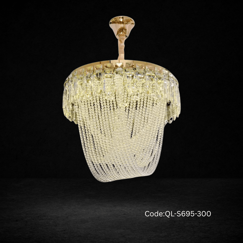 Qulik Modern Crystal Chandelier Decorative Pendant Hanging single layer 3 color LED Ceiling Light (QL-S695-300)