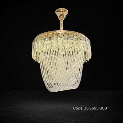 Qulik Modern Crystal Chandelier Decorative Pendant Hanging single layer 3 color LED Ceiling Light (QL-S695-300)_img_0
