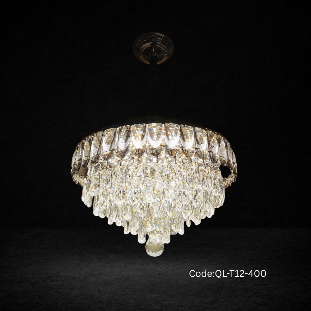Qulik Modern Crystal Chandelier Decorative Pendant Hanging 6 layer 3 color LED Ceiling Light (QL-T12-400)