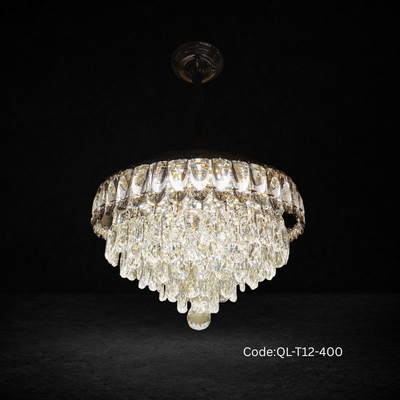 Qulik Modern Crystal Chandelier Decorative Pendant Hanging 6 layer 3 color LED Ceiling Light (QL-T12-400)_img_0