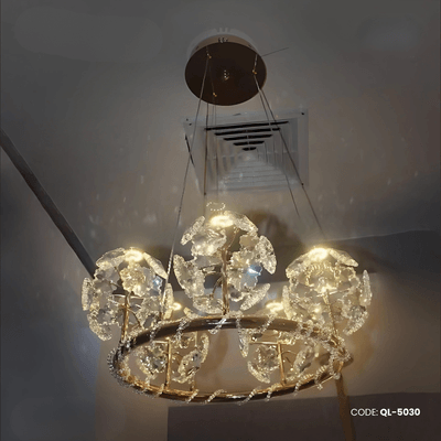 Qulik Modern Chandelier Decorative Hanging 5 head ring electroplating LED Ceiling Light (QL-5030)_img_0