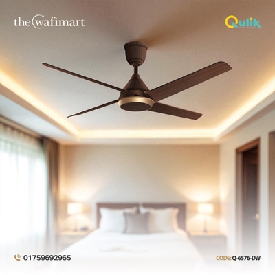 Qulik Alpha Edge 4B 53"- Decorative Energy Saving BLDC Remote Control Ceiling Fan (Dark Wood) | Q-6576-DW_img_0