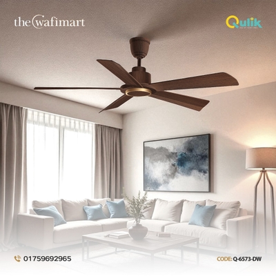 Qulik Quantom 56" Decorative Silent ABS Blade Remote Ceiling Fan (Dark wood) | Q-6573-DW_img_0